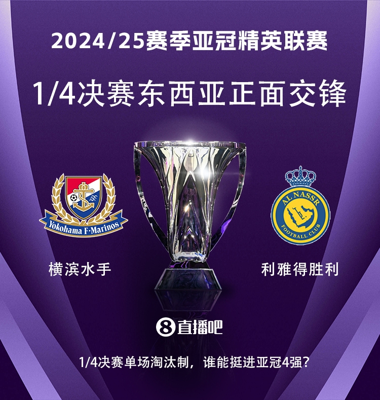 亞冠1/4決賽對陣：利雅得勝利vs橫濱水手，C羅vs安德森-洛佩斯！