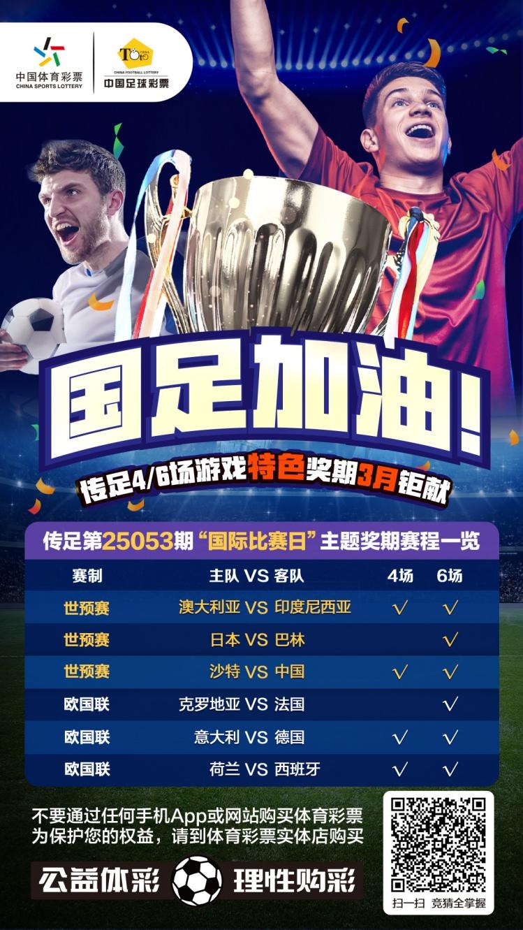國(guó)足加油！傳足特色獎(jiǎng)期第25053期聚焦國(guó)際比賽日