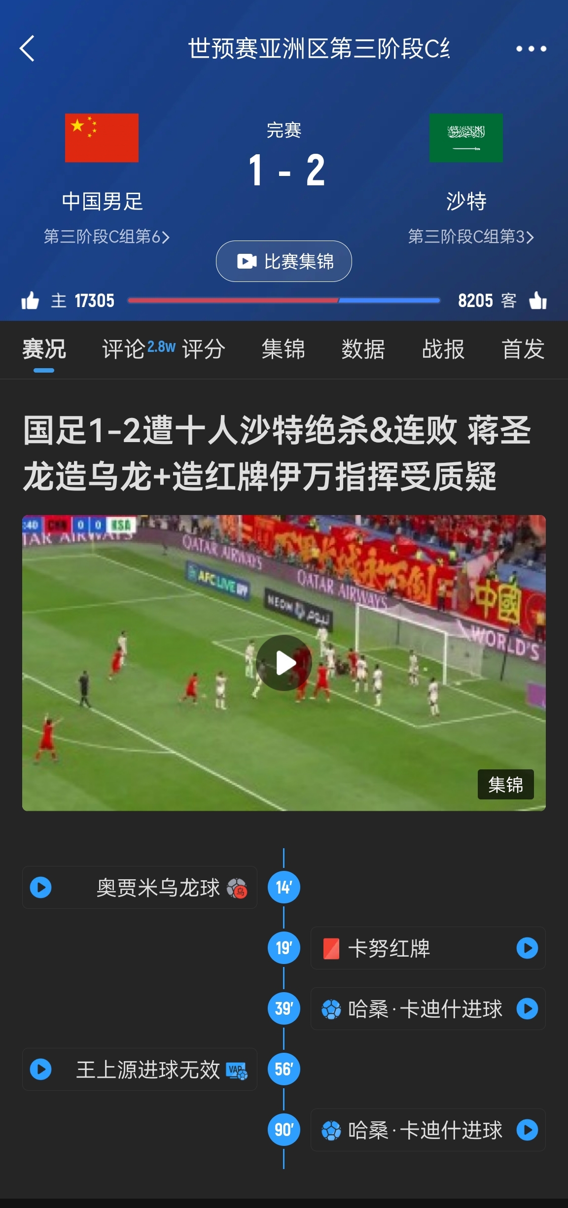 今天什么劇本？首戰(zhàn)沙特也是半場紅牌+蔣光太傷退，最后國足被翻