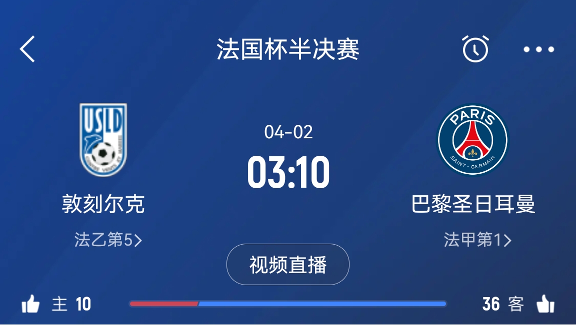 繼續(xù)大撤退？法國杯半決賽敦刻爾克挑戰(zhàn)巴黎，此前連續(xù)逆轉(zhuǎn)法甲隊